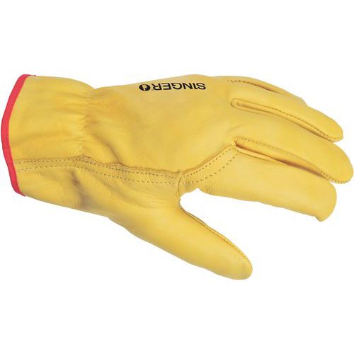 Gants De Manutention Cuir Tout Fleur En Jaune Avec Elastique De Taille 11