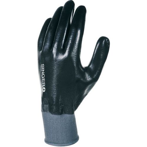 Gants De Manutention Noir En Nylon Tout Enduit Nitrile De Taille 9
