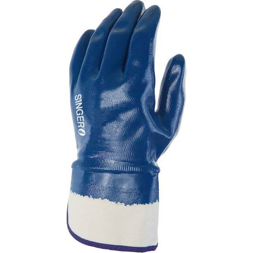 Gants De Manutention Nitrile Bleu à Manchette Toile De Taille 9