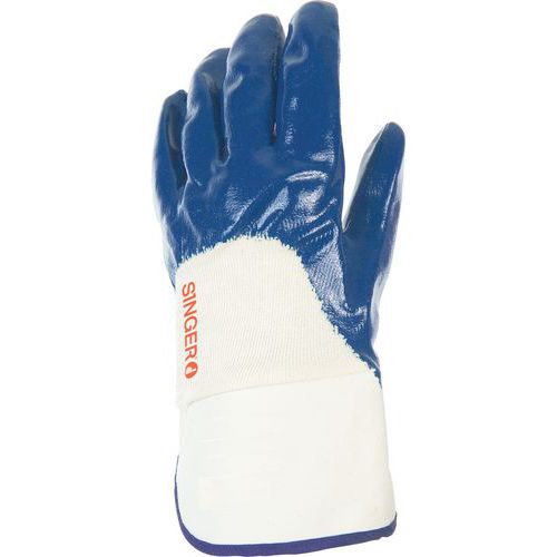 Gants De Manutention Nitrile Bleu Dos Aeré À Manchette De Taille 10