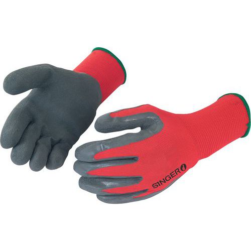 Gants De Manutention Polyamide Enduction Latex Gris/rouge Taille 9