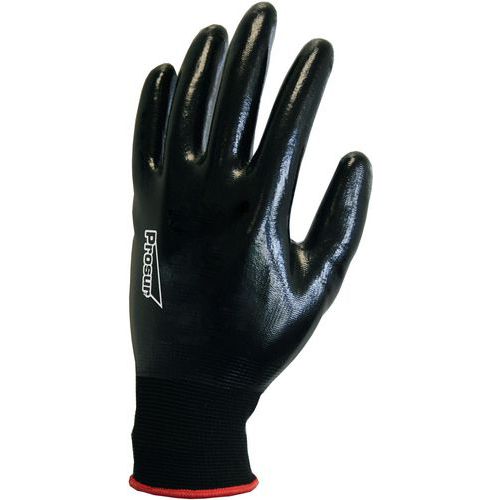 Gants De Manutention Sans Couture Noir à Enduction Nitrile De Taille 7