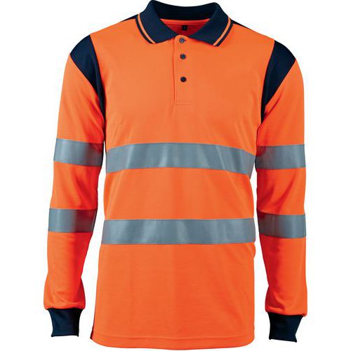 Polo Haute Visibilité Orange à Manches Longues De Taille S