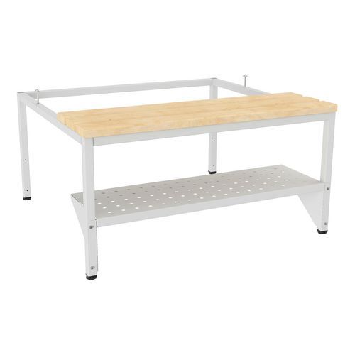 Socle-banc technique avec étagère - 80 cm - Bois Havane/Gris - 10 ans garantie