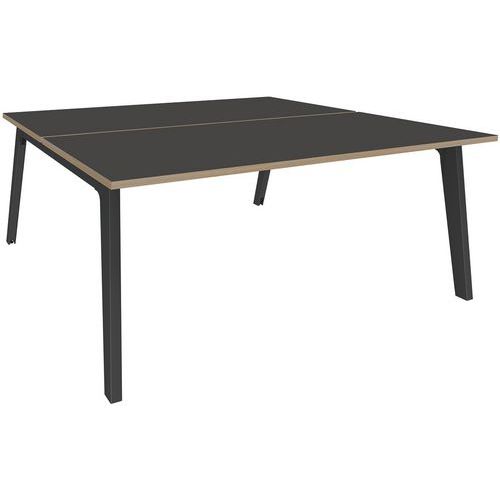 Simmob - Bureau droit face à face Steely L180xP163 cm - Carbone/Chêne Clair - Éco-responsable