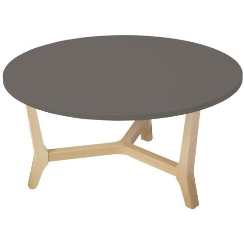 Table Basse Zélos Ã˜ 80 Cm 1 Plateau Brun Pied Hêtre Naturel