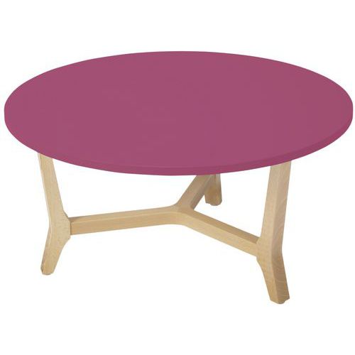 Table Basse Zélos Ã˜ 80 Cm 1 Plateau Fuchsia Pied Hêtre Naturel