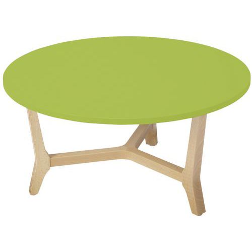 Table Basse Zélos Ã˜ 80 Cm 1 Plateau Vert Pied Hêtre Naturel