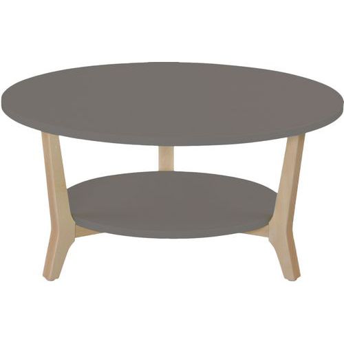 Table Basse Zélos Ã˜ 80 Cm 2 Plateaux Brun Pied Hêtre Naturel
