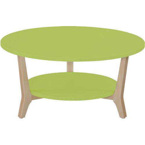 Table Basse Zélos Ã˜ 80 Cm 2 Plateaux Vert Pied Hêtre Naturel