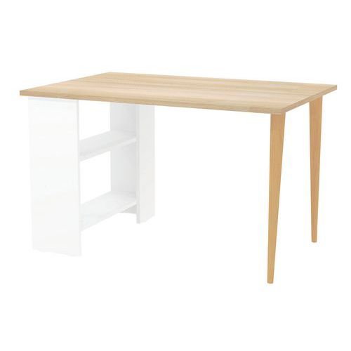 Bureau Arno 120x80 cm Pin/Blanc/Hêtre - Idéal Télétravail - Éco-responsable