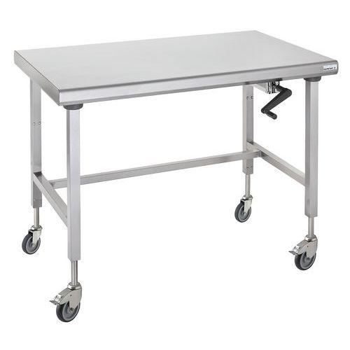 Table Sur Roues Centrale à Hauteur Réglable Ergonomix 700x1400 Mm