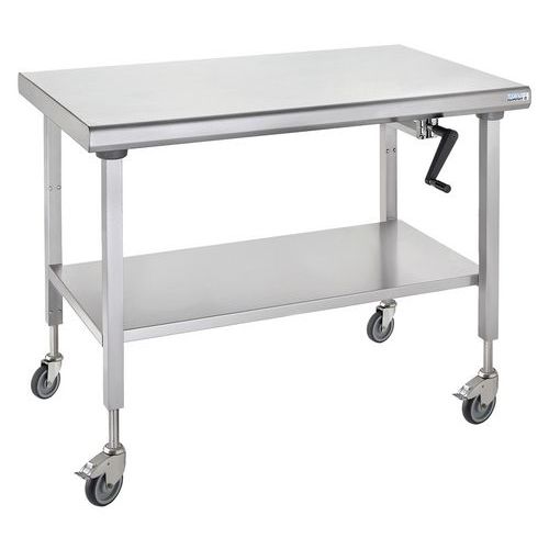 Table Sur Roues Centrale Ht Réglable Ergonomix Avec Ã‰tag 700x1200mm