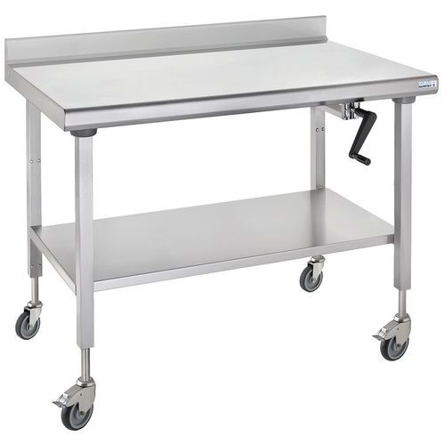 Table Sur Roues à Dosseret Ht Réglable Ergonomix Avec Étag 700x1000mm