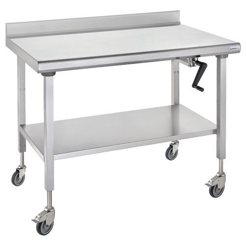 Table Sur Roues à Dosseret Ht Réglable Ergonomix Avec Étag 700x1200mm