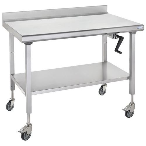 Table Sur Roues à Dosseret Ht Réglable Ergonomix Avec Étag 700x1400mm