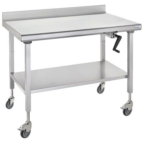 Table Sur Roues à Dosseret Ht Réglable Ergonomix Avec Étag 700x1600mm