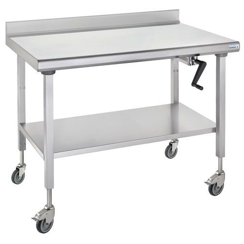 Table Sur Roues à Dosseret Ht Réglable Ergonomix Avec Étag 700x1800mm