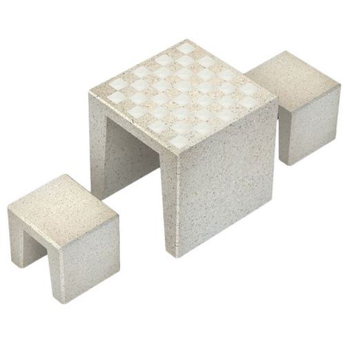 Pack : Échiquier 80 X 80 Cm + 2 Tabourets Story - Blanc