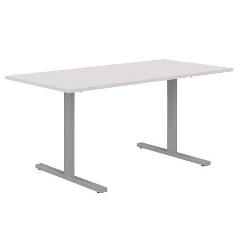 Bureau Droit 180 Cm Pieds T Blanc/alu Manutan