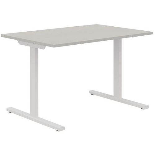 Bureau Droit 120 Cm Pieds T Gris/blanc Manutan