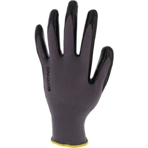 Gants De Manutention Enduction Nitrile Support Polyamide Gris/noir Taille 8