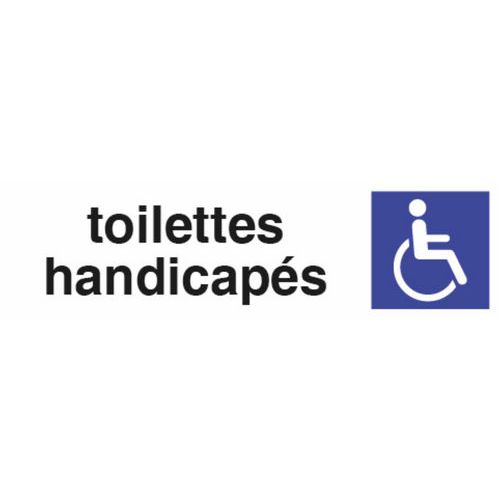 Pavo - Panneau Toilette Handicapés Aluminium Blanc/Bleu Adhésif 17cm - Signalisation Accessible
