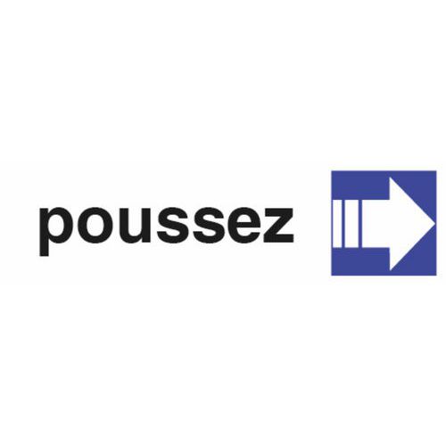 Pavo - Panneau Poussez Aluminium Blanc/Bleu Adhésif 17cm - Signalisation Porte