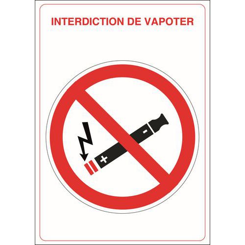 Pavo - Panneau Interdiction de Vapoter Rigide Adhésif Blanc Rectangle 21x15cm - Signalétique Sécurité