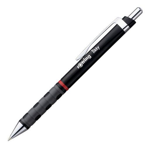 Rotring - Stylo bille Parker Tikky Noir - Pointe moyenne, encre bleue rétractable - Idéal bureau