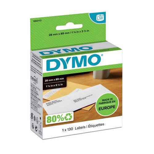 Dymo - Étiquettes d'adresse autocollantes LabelWriter 28x89mm - Papier Blanc - Lot de Boîtes - Idéal Bureau
