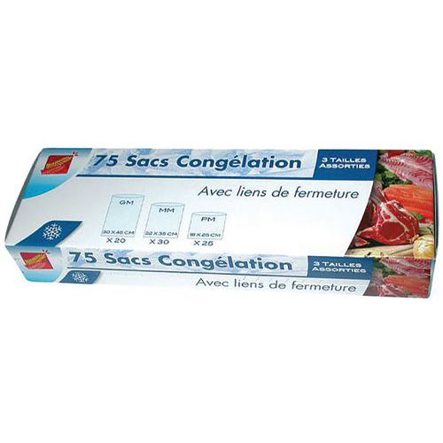 Lot De 75 Sacs De Congélation - 3 Formats Assortis