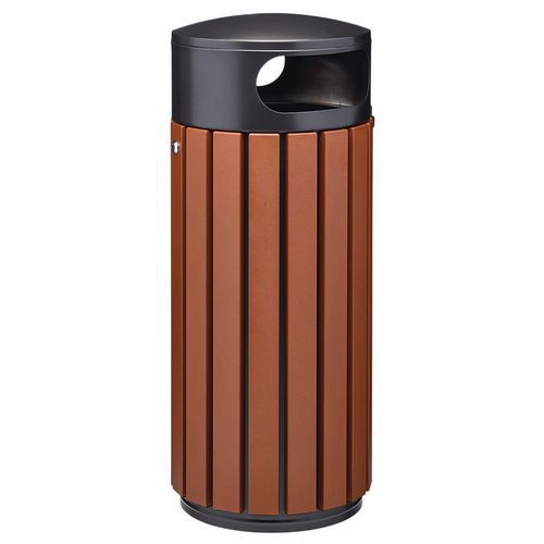 Rossignol Pro - Poubelle Zeno Alu 80L Effet Corten - Gris Foncé Marron - Ouverture Fente - Métal