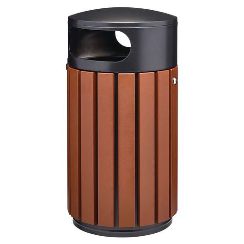 Poubelle D'extérieur Zeno Extreme 60l Effet Corten /tête Inox Gris