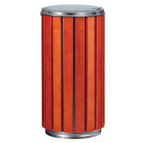 Poubelle D'extérieur Zeno Protec 80l Lattes Bois Acier Galva