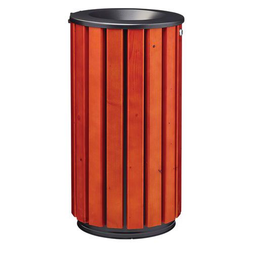 Poubelle D'extérieur Zeno Access 80l Lattes Bois Entonnoir Gris