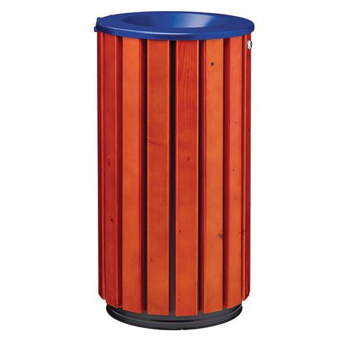 Poubelle D'extérieur Zeno Access 80l Lattes Bois Entonnoir Bleu