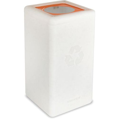 Poubelle Circulaire Brickbin 65l Plastiques Blanc / Orange