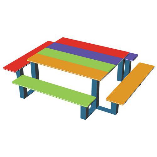 Table Bancs Arc En Ciel Hpde 125 M - Maternelle - À Poser