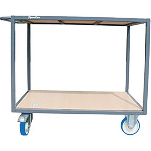 Chariot 2 Plateaux Bois 1200x800 Mm - 400 Kg - Roues Caoutchouc