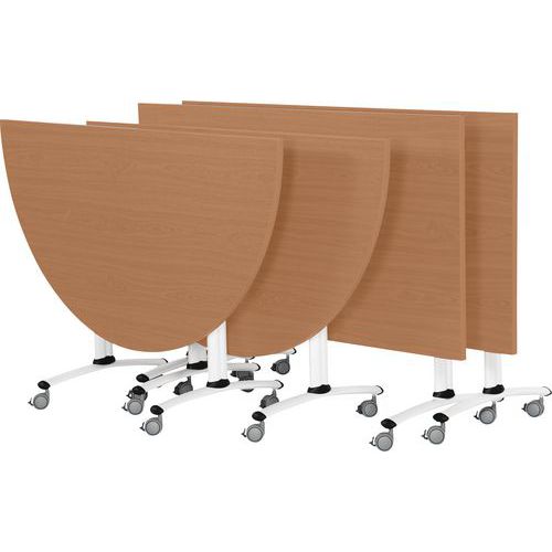 Pack Axe 2 Tables 160x80 + 2 Demi-lunes 160x80 Hêtre/blanc