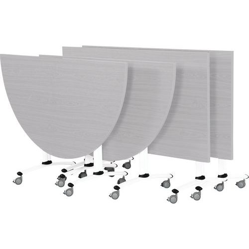 Pack Axe Stratifié 2 Tables 160x68+2 Demi-lune 136x68 Gris/blanc