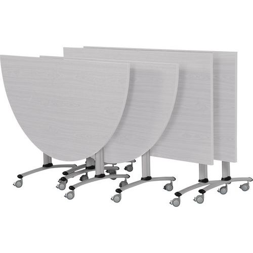 Pack Axe Stratifié 2 Tables 160x68+2 Demi-lune 160x80 Gris/alu