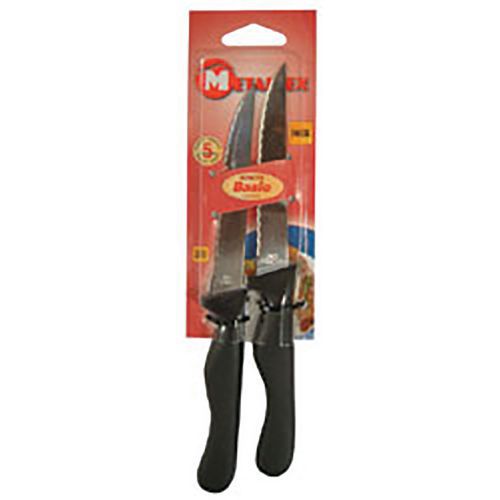 Lot De 2 Couteaux À Steak Micro Dentée Manche Plastique Noir
