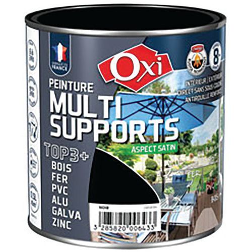 Peinture Top 3 Bois Fer Pvc Satin 500ml Noir 2 Actions