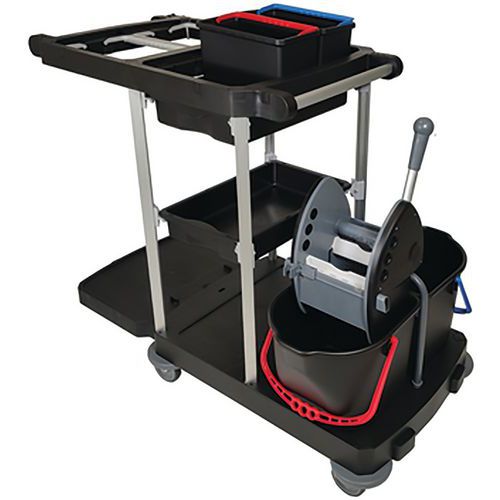 Chariot Ouvert Et Flexible Avec 2 Compartiments Et 2 Seaux