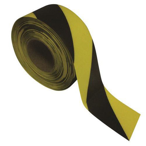Ergomat - Rouleau Adhésif Marquage au Sol Durastripe Supreme V - Jaune/Noir 10cm x 30m - PVC Résistant