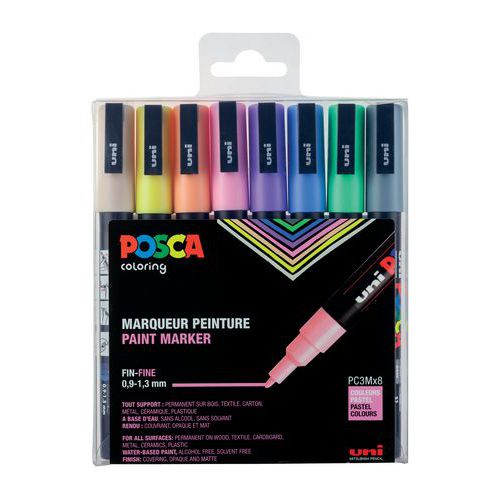 Set 8 markers POSCA pastel pointe conique fine 1,5 mm thumbnail image 1