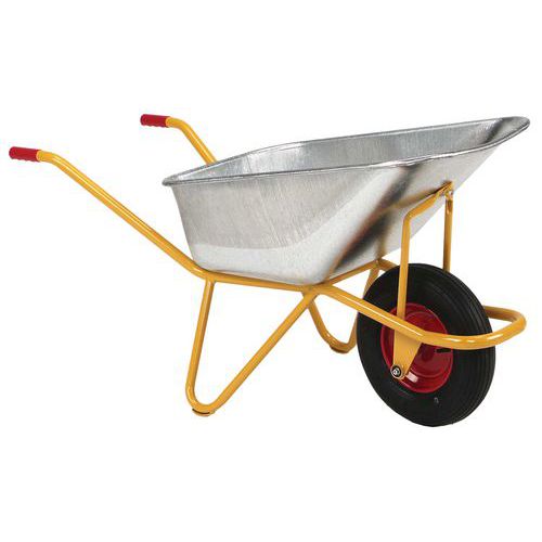 Brouette à Béton Cuve Galva 110l/250kg Roue Pneumatique