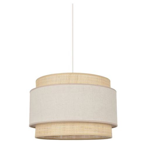 Suspension Double Cylindre Bi-matière Bi-matière En Pyla Et Raphia